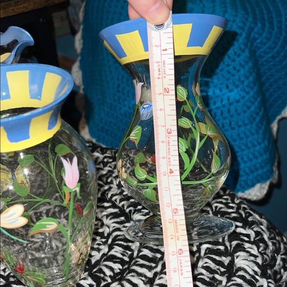 LENOX hand painted vintage Floral Glass Vases set of 3 - Picture 2 of 16